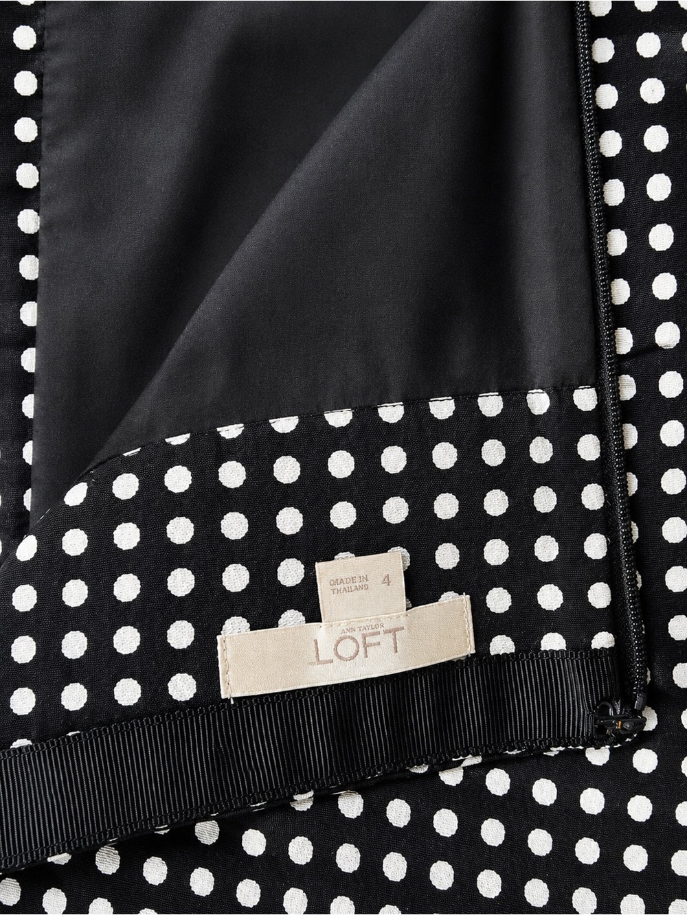 LOFT Black White Polka Dot Mini Skirt Size 4 Career Classic Lined - Picture 2 of 2